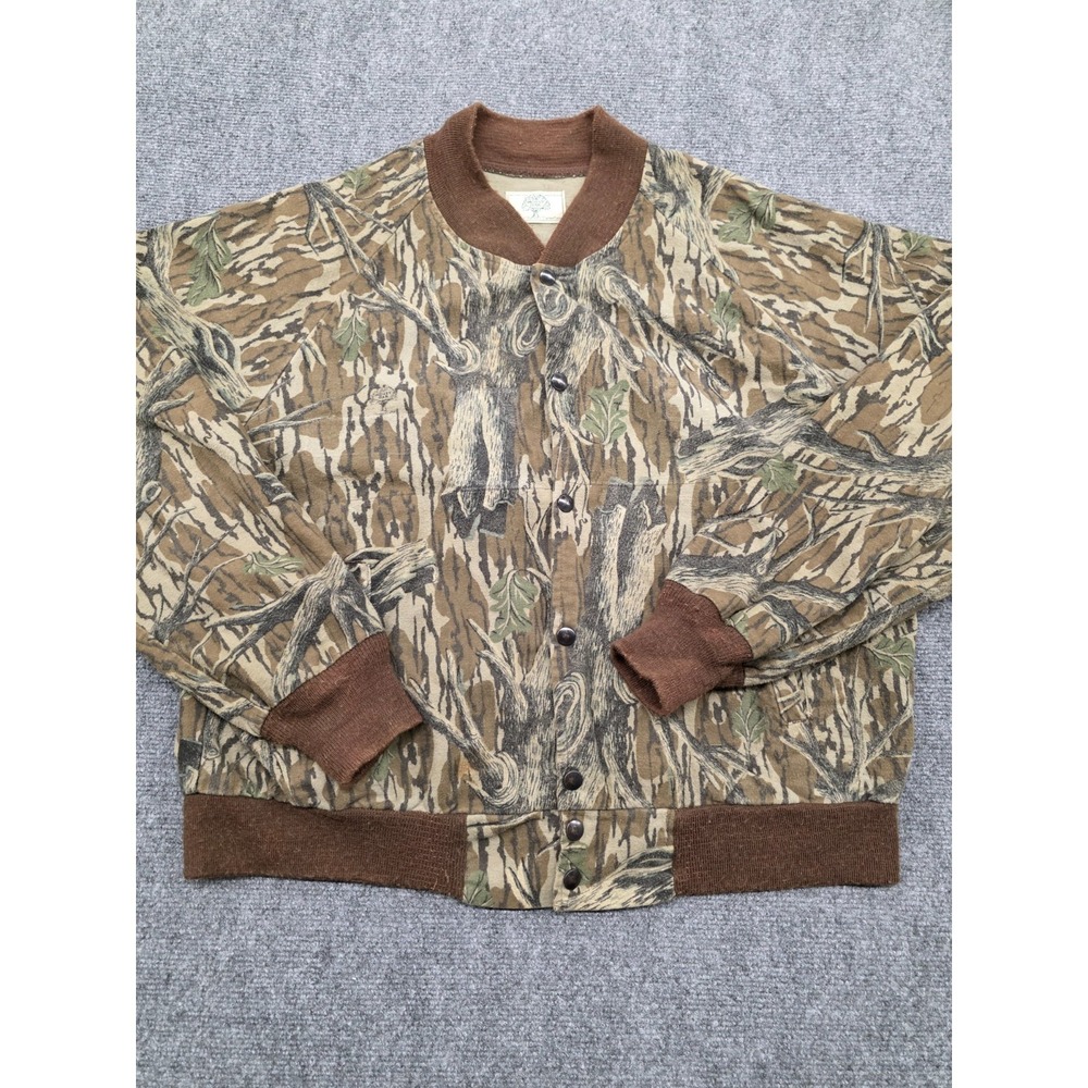 Vintage‎ 80s 90s Mossy Oak Camo Bomber Jacket Snap Buttons USA Made  L - XL